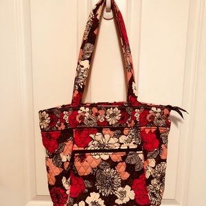 MUST GO Vera Bradley Mocha Rouge Floral Tote